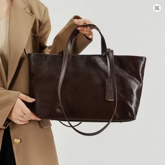 Premium genuine cowhide leather tote bag - Picture 7 of 13